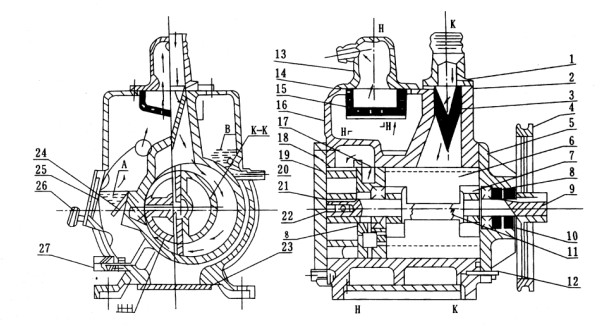 2X旋片式真空泵的结构图